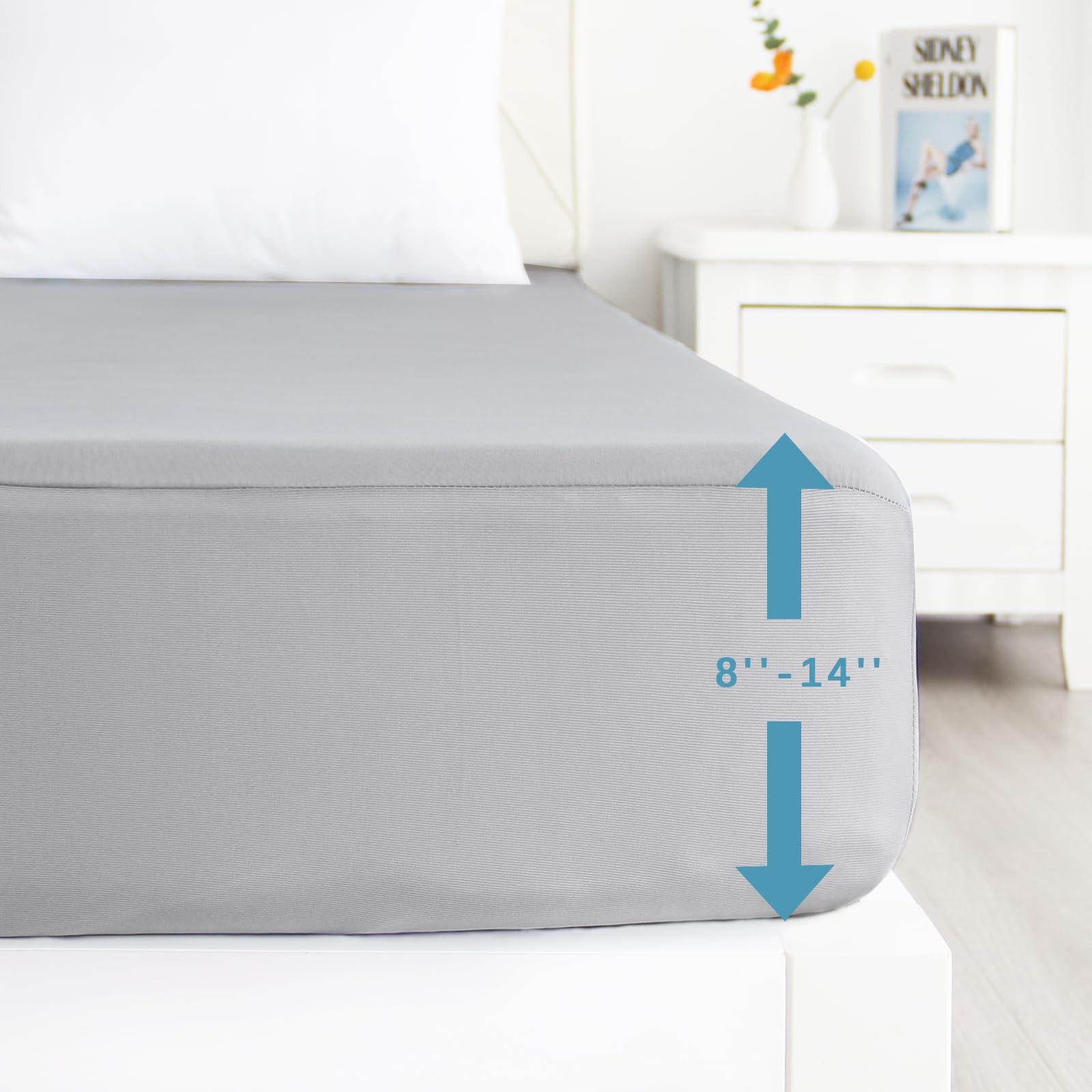 Queen Mattress Protector Waterproof, 60" x 80", Grey