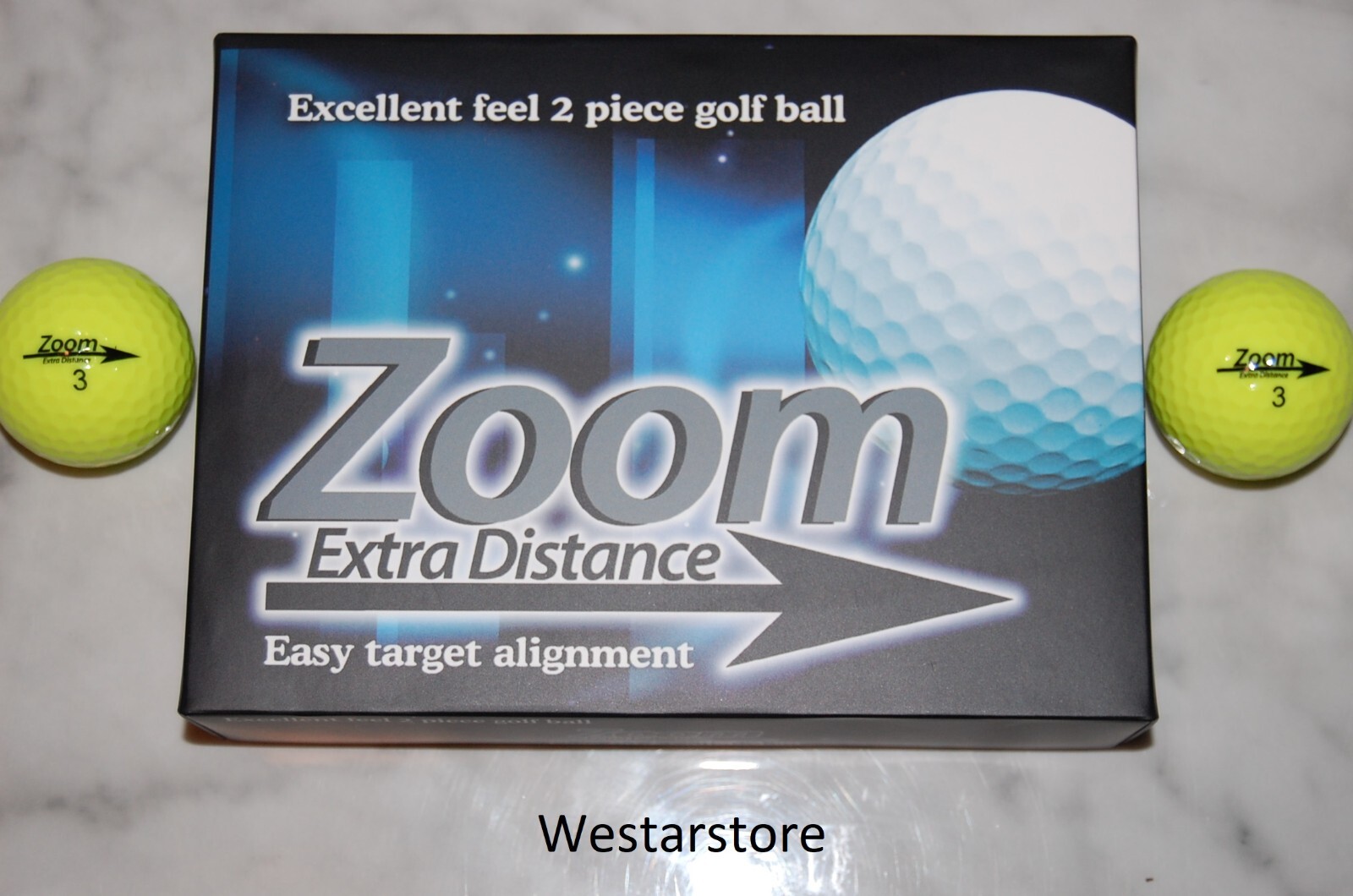 ZOOM  EXTRA DISTANCE  1 DOZEN  YELLOW  GOLF BALLS  FREE TEES  UNITED KINGDOM 