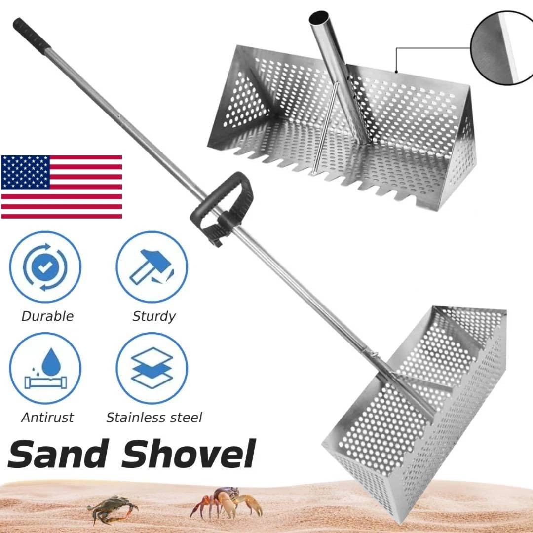 Sand Flea Rake, Long Handle Sand Sifter for The Beach, Shark Tooth Sifter Comes