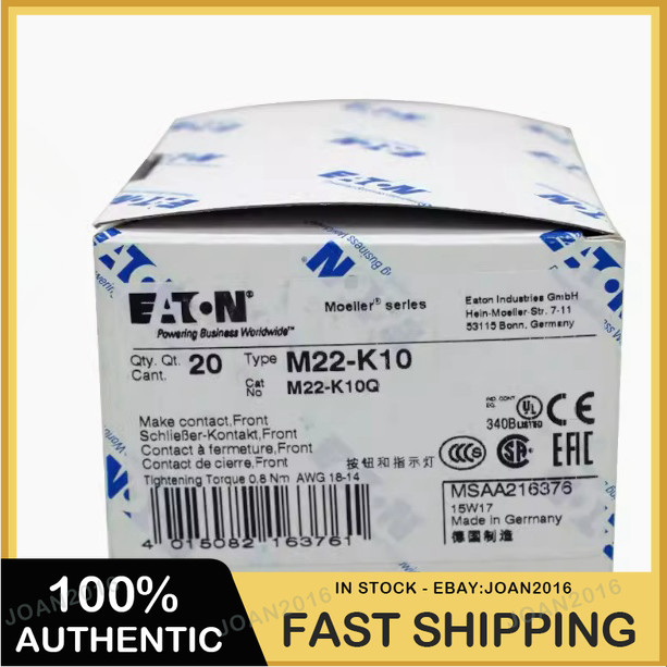 20PC IN BOX  NEW  M22-K10 EATON MOELLER M22K10 auxiliary contact