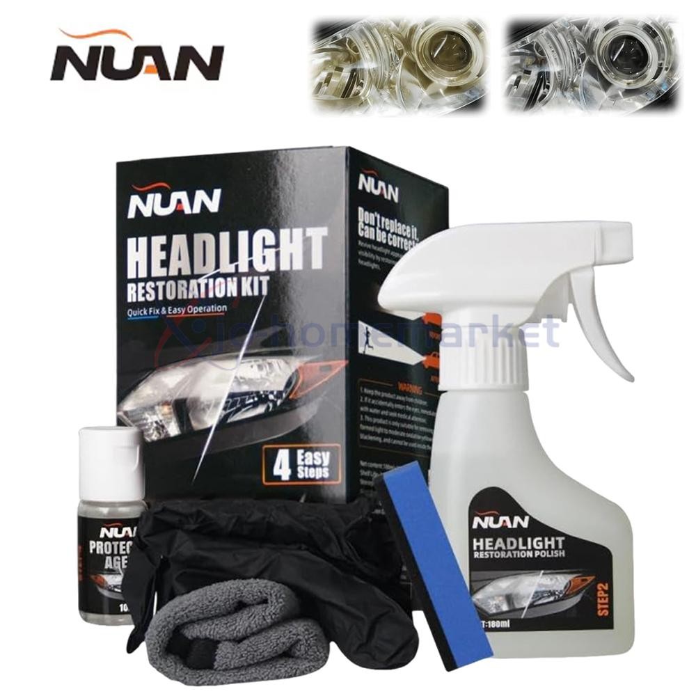 Automotive Headlamp Restoration Fluid Kit 180ml Headlight Polishing Cleaner New