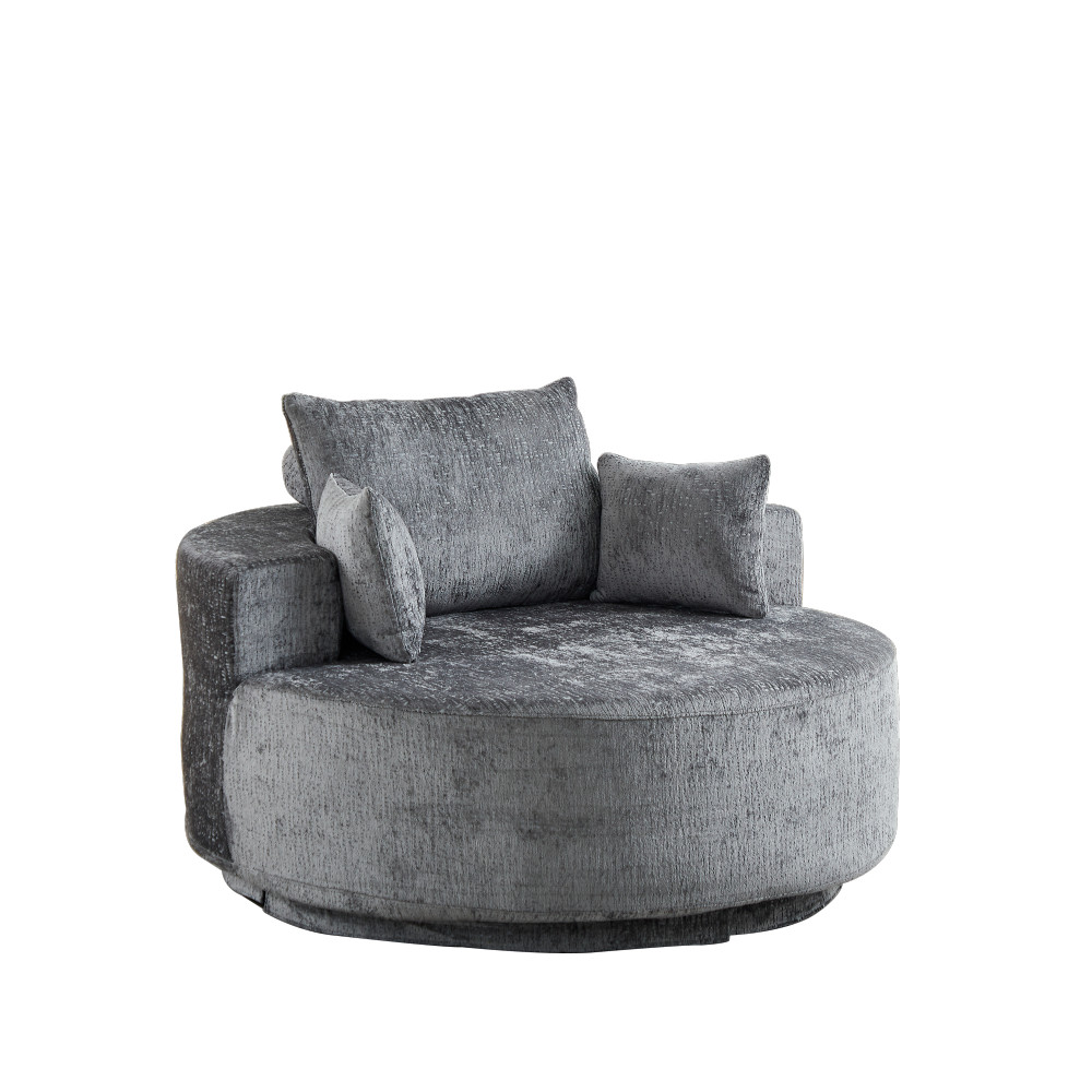 Chenille Foam Swivel Chair, 360° Rotating Modern Sleeper for Living Room, Grey