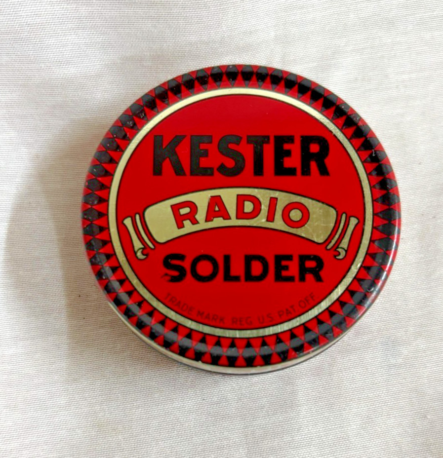 VTG 50s Kester TV Radio Solder Round Metal Tin Chicago USA