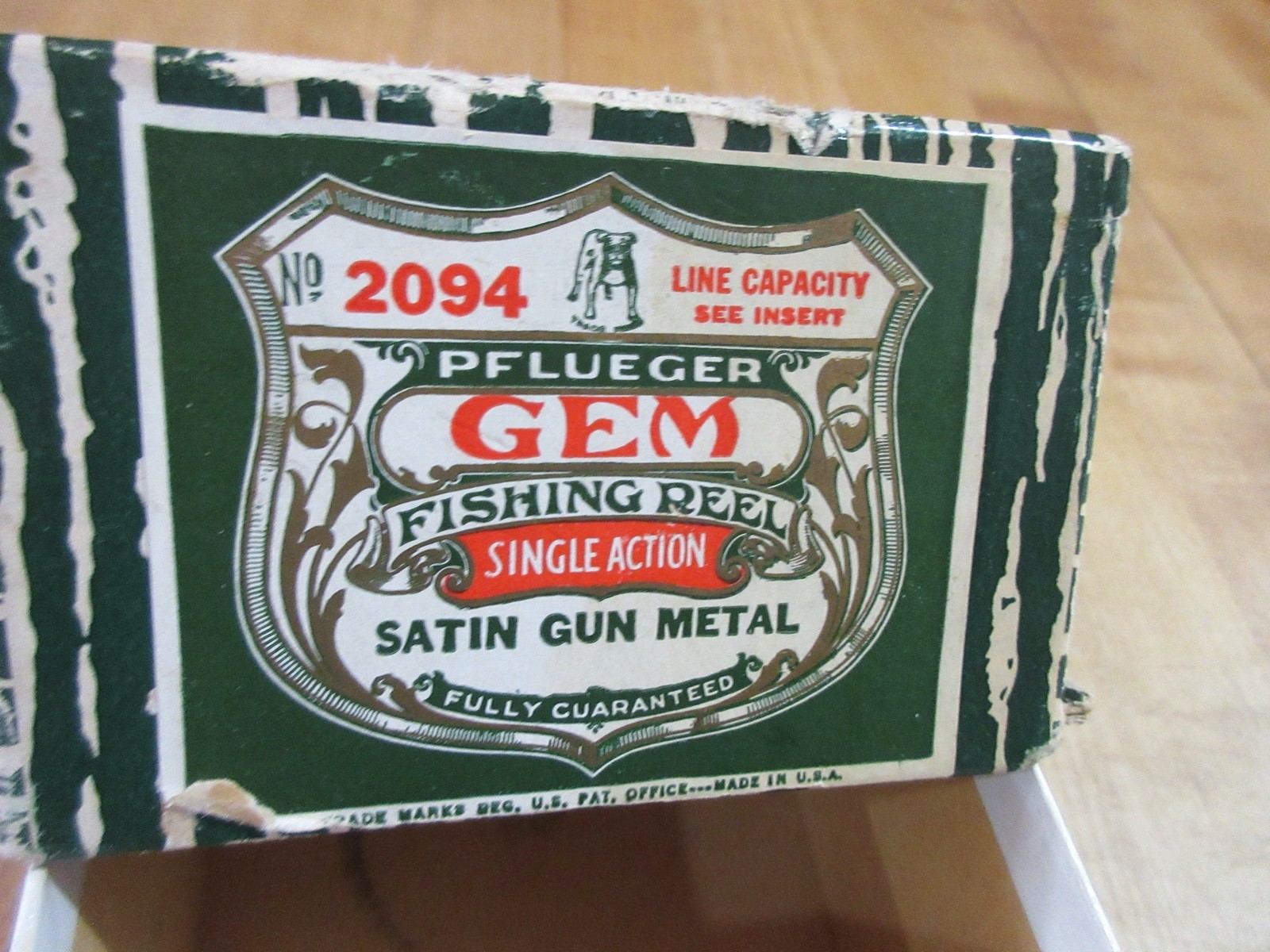 Empty Pflueger 2094  Gem Fishing Reel Box & paper Satin Gun Metal.  (w21)
