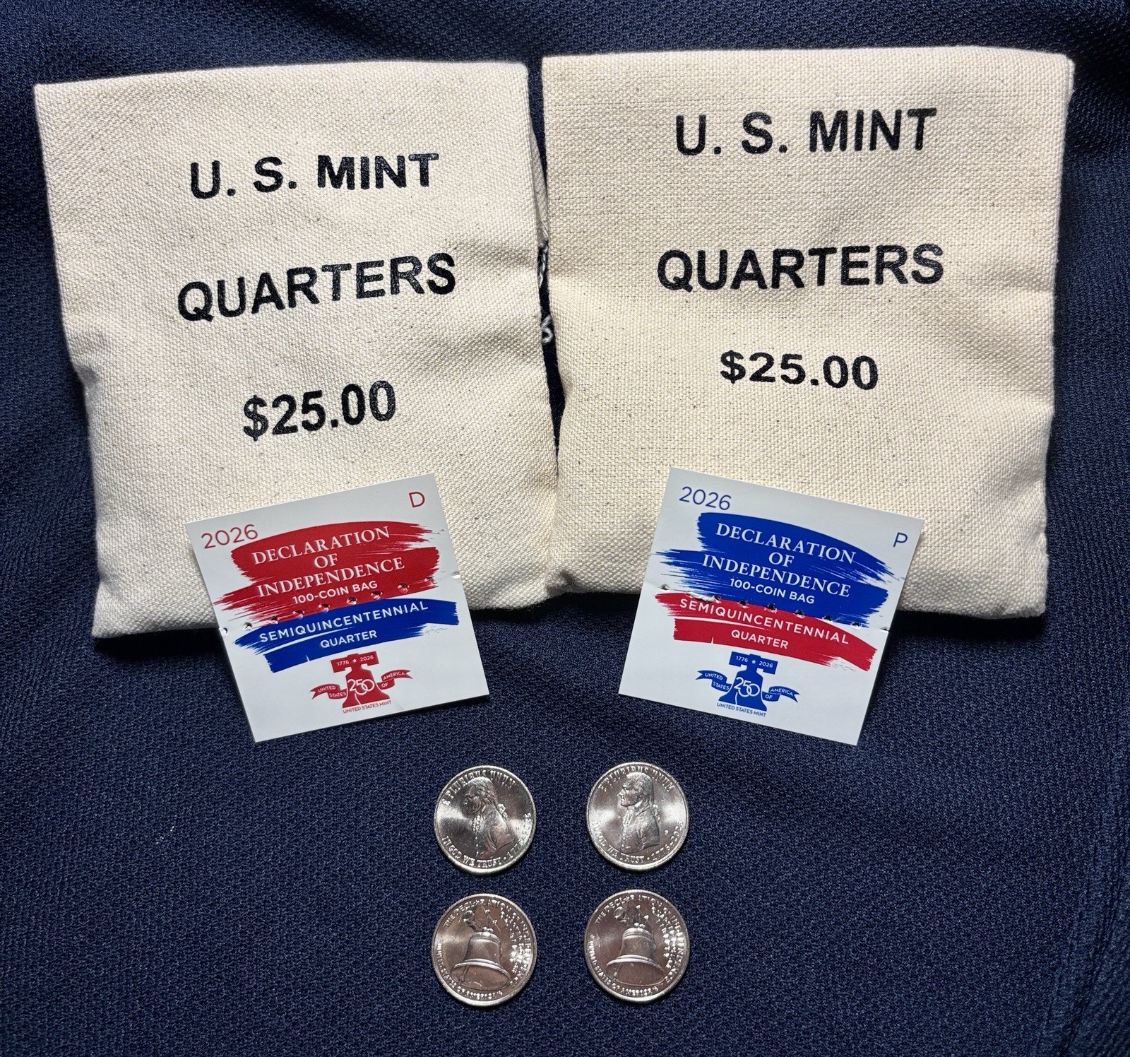 2026 P&D DECLARATION of INDEPENDENCE QUARTERS FROM MINT BAG~2-Coin Set