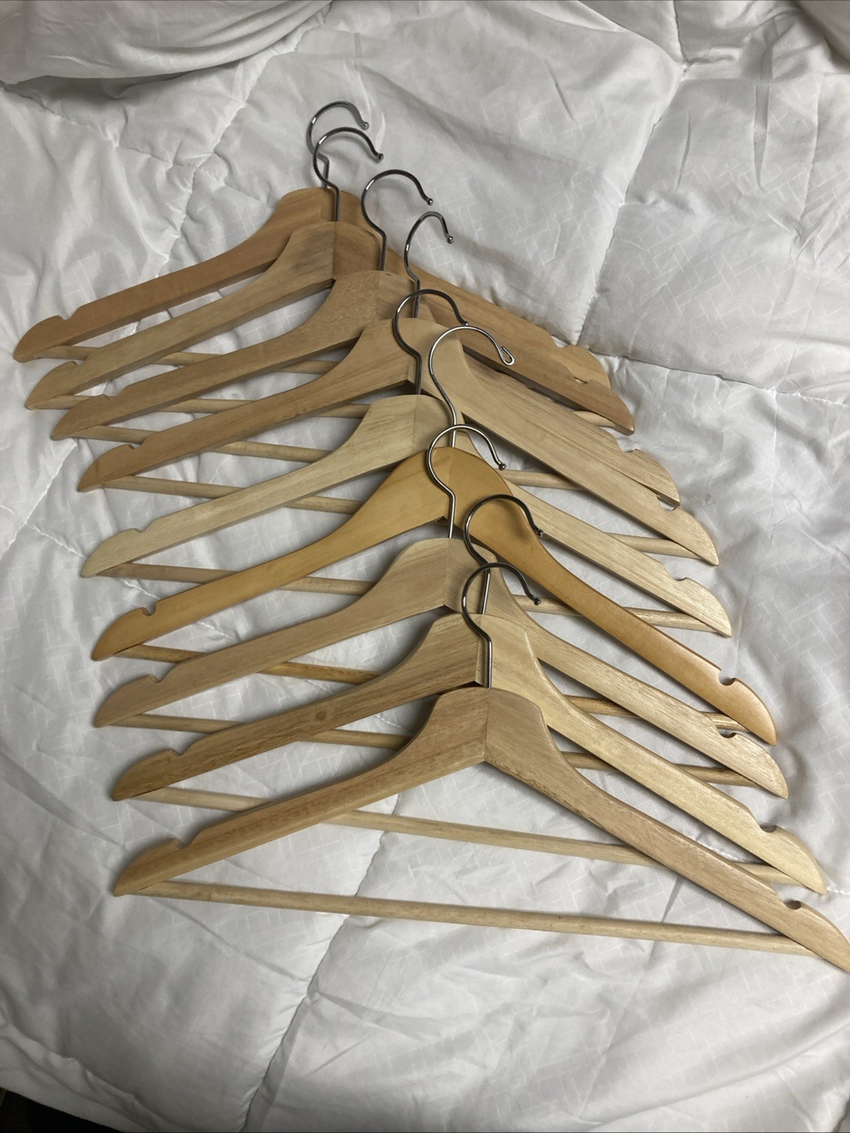 Wooden Hangers 9 Total Heavy Duty Wooden Hangers With Notched Arms EUC