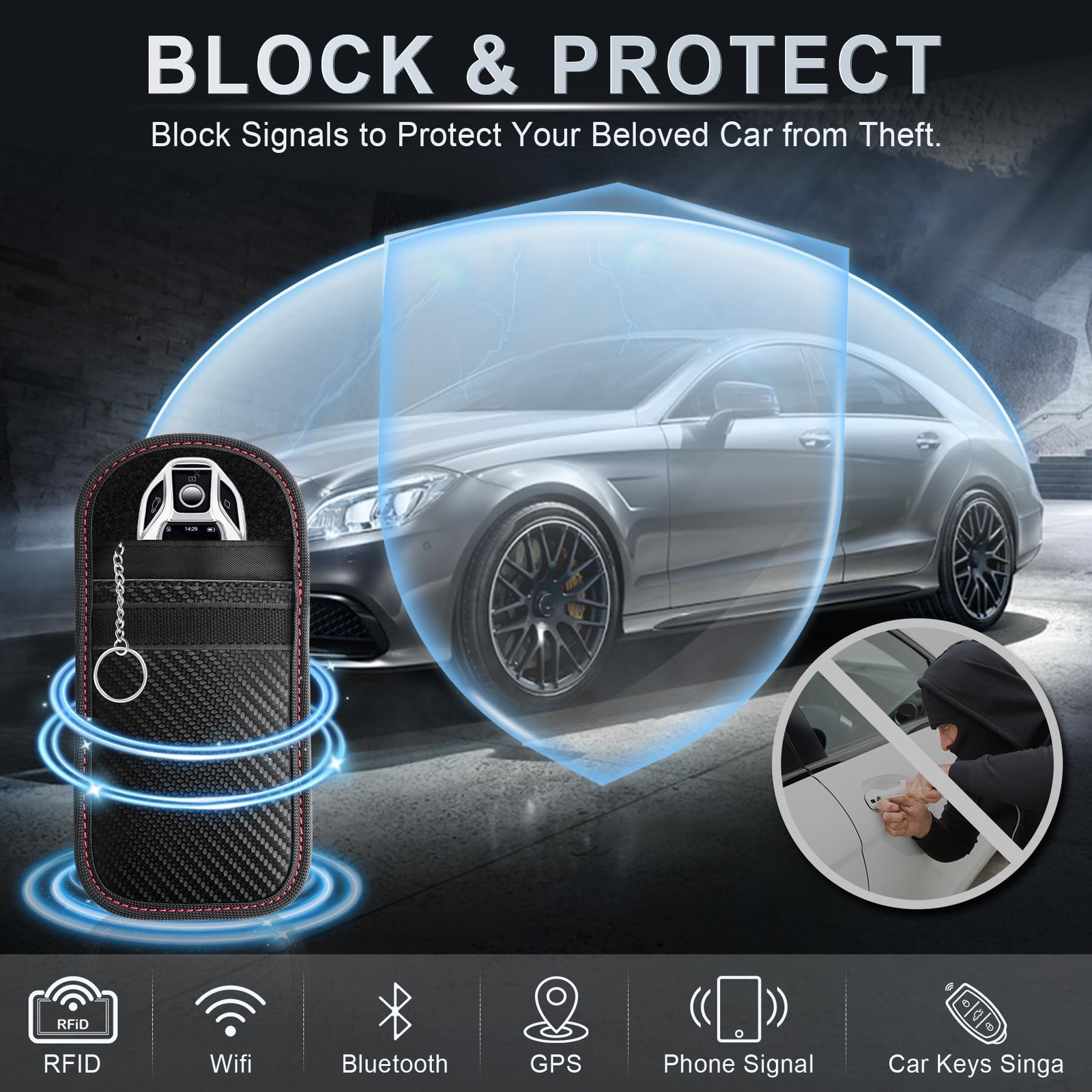LivTee Faraday Key Fob Protector, RFID Blocking Medium (3.54" x 5.51"), Black