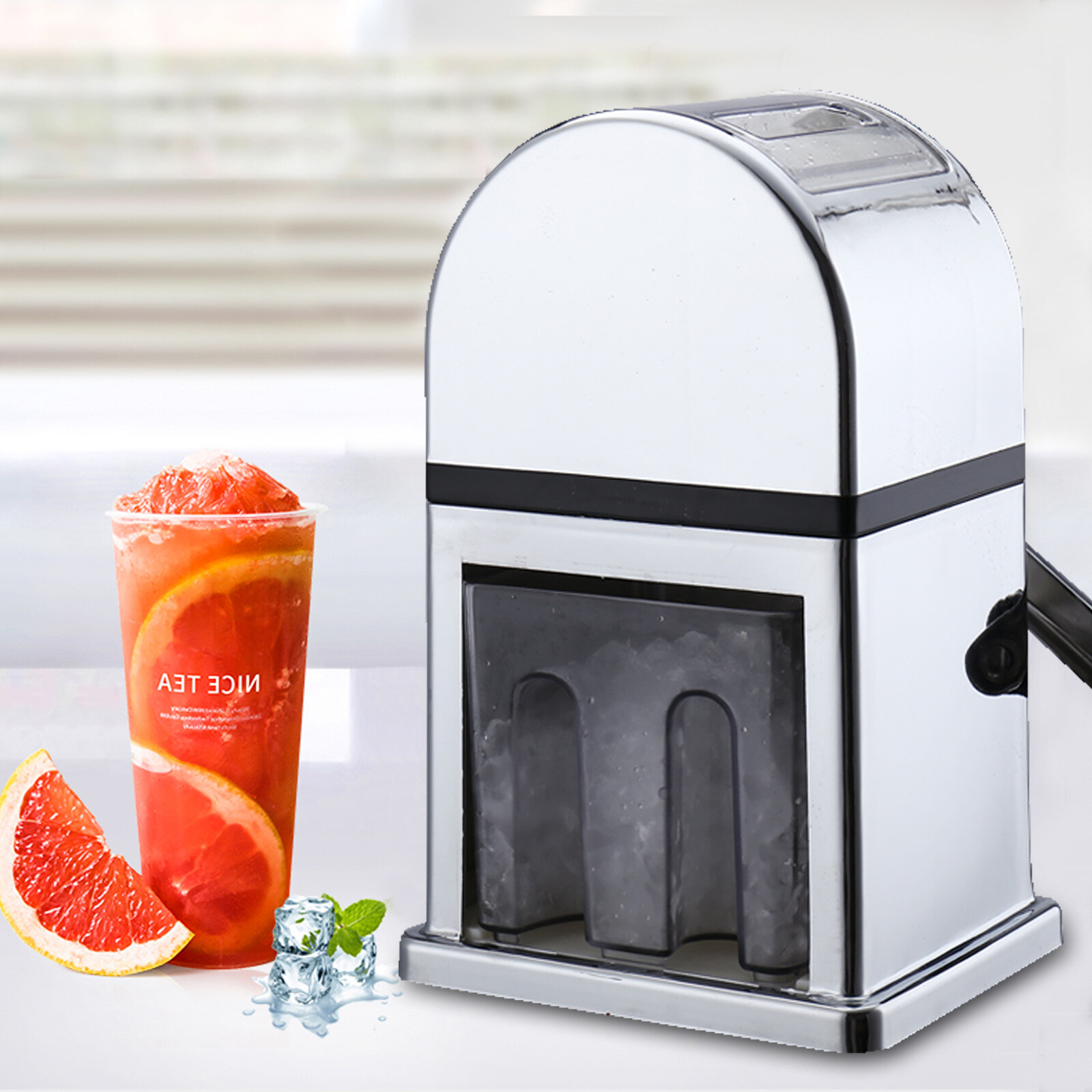 Hand Cranked Ice Crusher Ice Crusher Shaver Machine Stainless Crushed Ice Maker