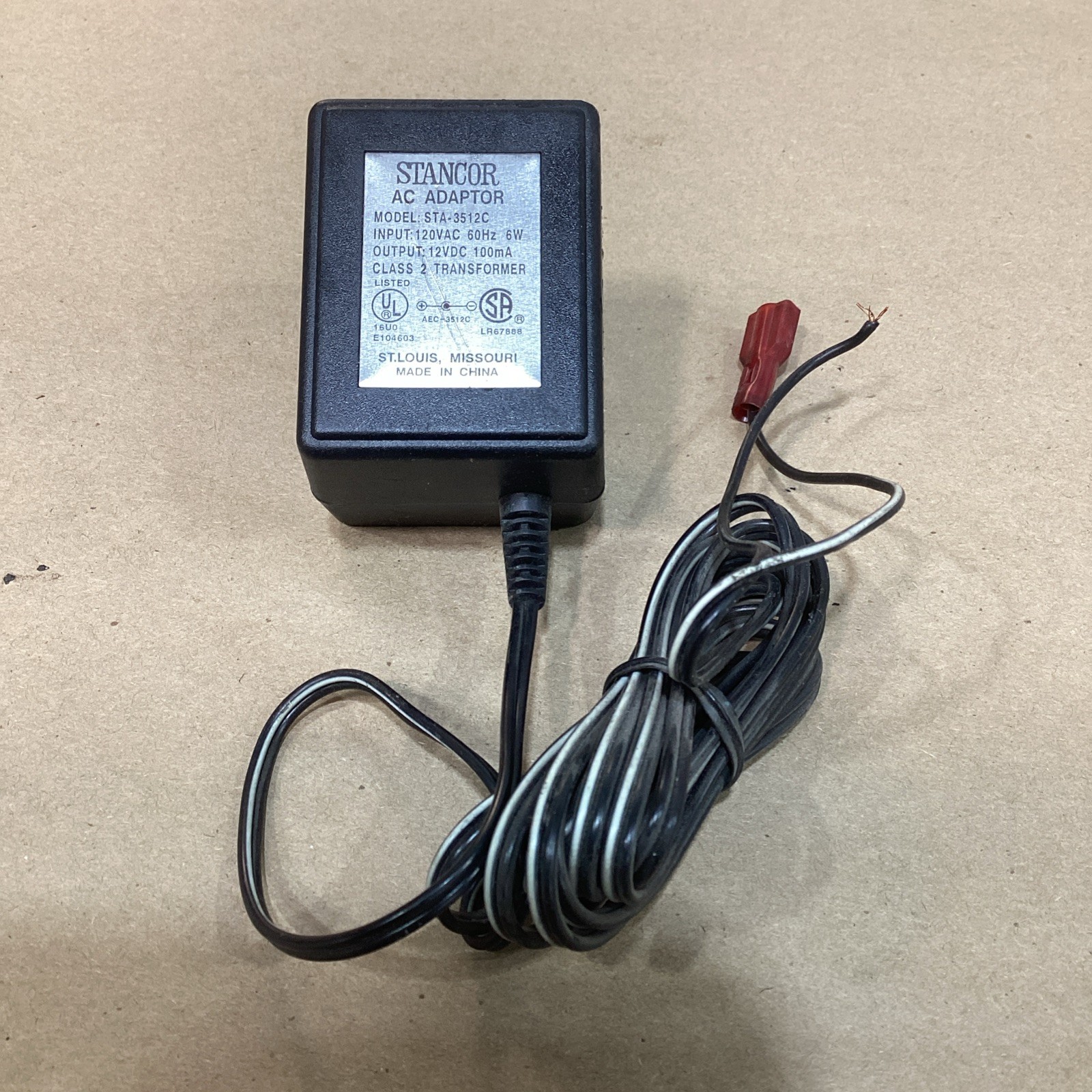 STANCOR STA-3512C AC ADAPTOR 120VAC 60HZ 6W 12VDC