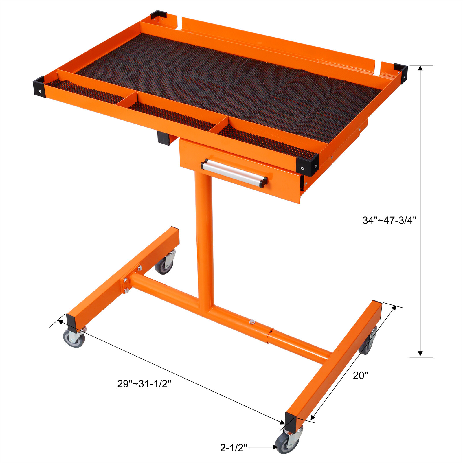 Adjustable Tear Down Steel Work Table with Drawer 220lbs Capacity Heavy Duty
