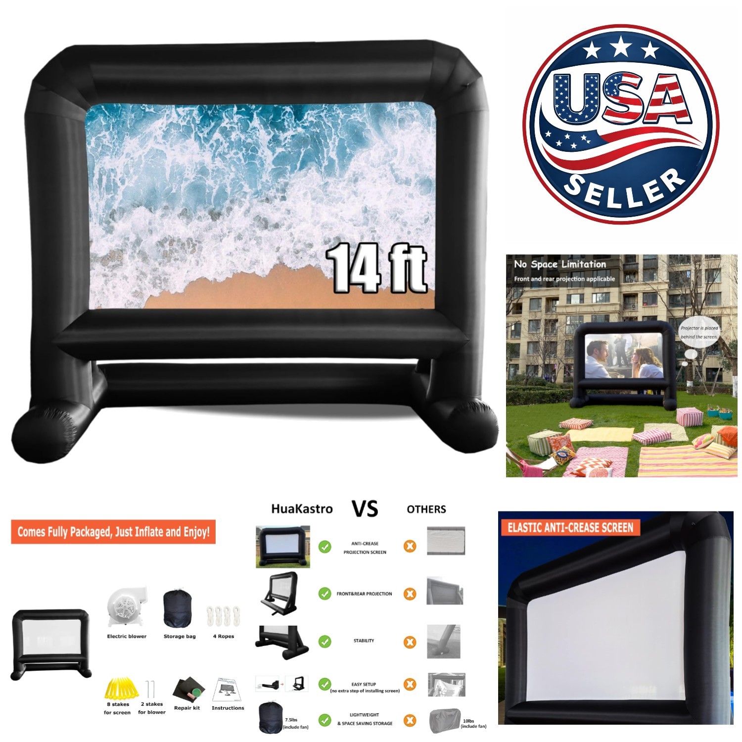 104 Inch Matte Inflatable Projector Screen - Perfect for Backyard Cinema Events