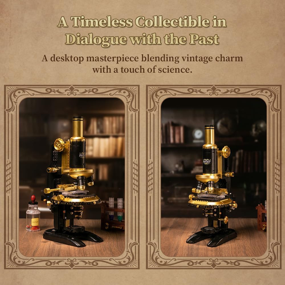 Retro Microscope Building Kit for Adults, Antique Science Instrument Model wi...