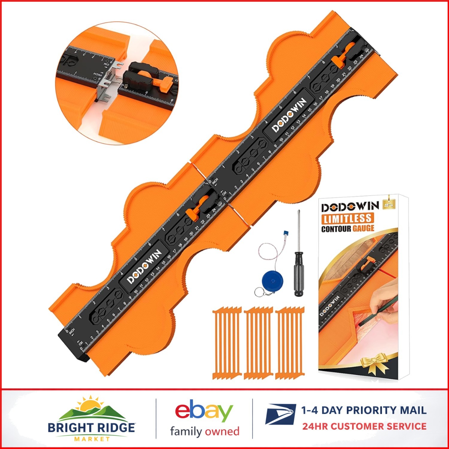 20 Inch Contour Gauge Profile Tool for Accurate Shape Copying in Carpentry