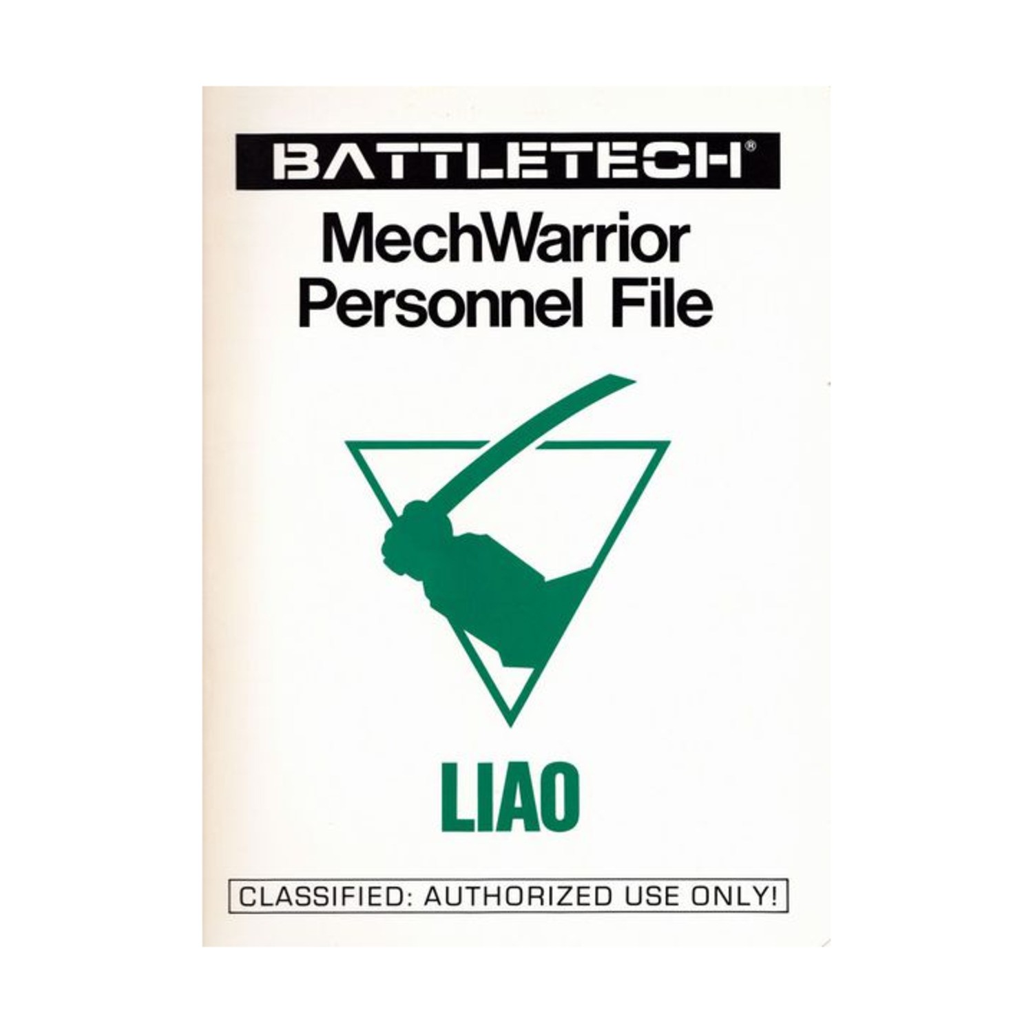 Shield Games Battletech MechWarrior Personnel File - Liao Bag VG+/EX