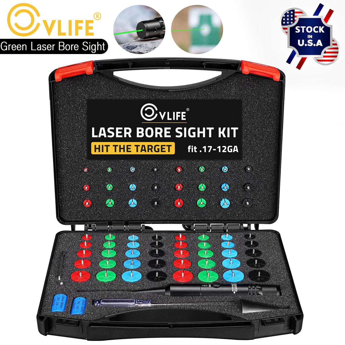 Professional Green Laser Bore Sight Kit 64 Multiple Caliber Upgraded Boresighter