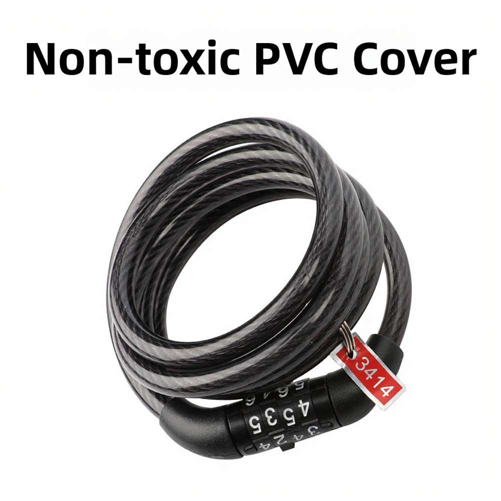 Robust Steel Wire Bicycle Lock 0.8x120cm Password Enabled Compact Carry