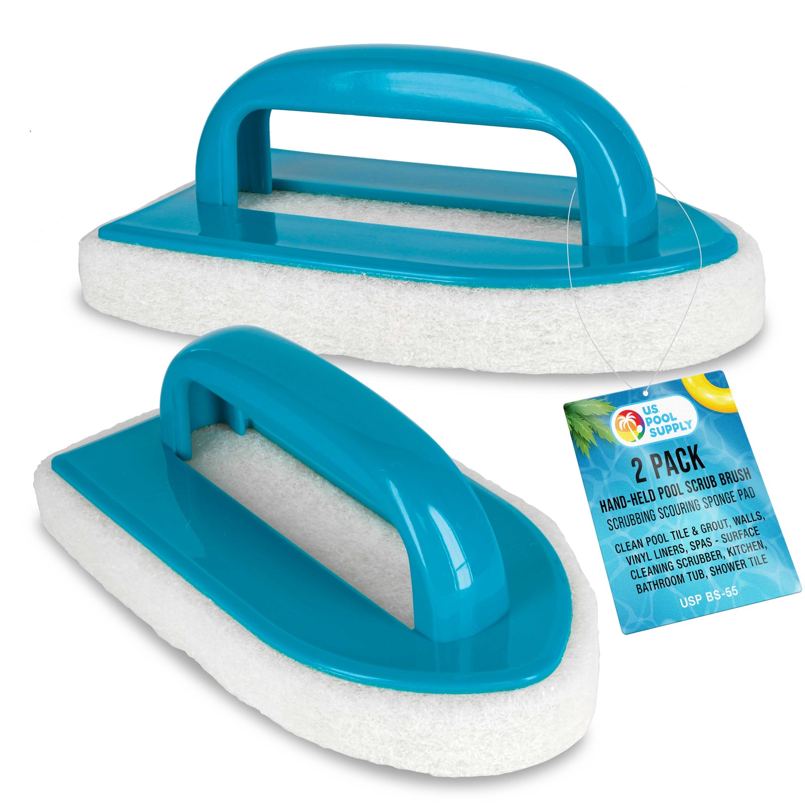 2 U.S. Pool Supply Pool Scrub Brushes - Scrubbing Pads, Clean Tile Scrubber