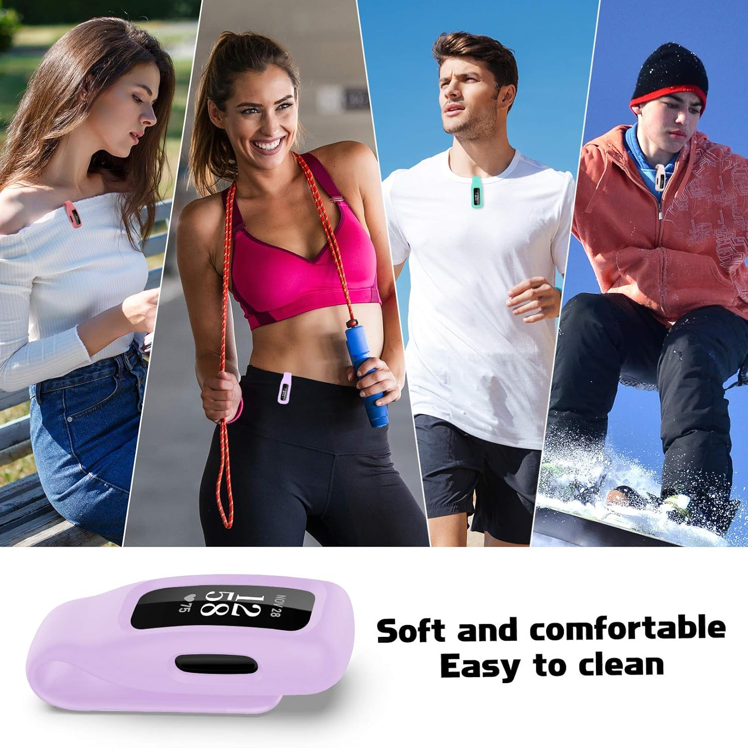 4-Pack Clip Case Compatible with Fitbit Inspire 2/3, Soft Silicone Clip Clasp Ac