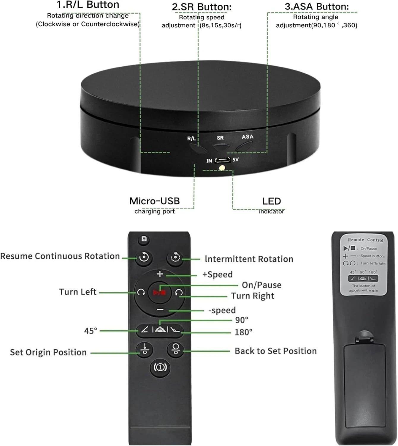 Motorized 360° Rotating Display Stand - Rechargeable & Remote Controlled (5.74")