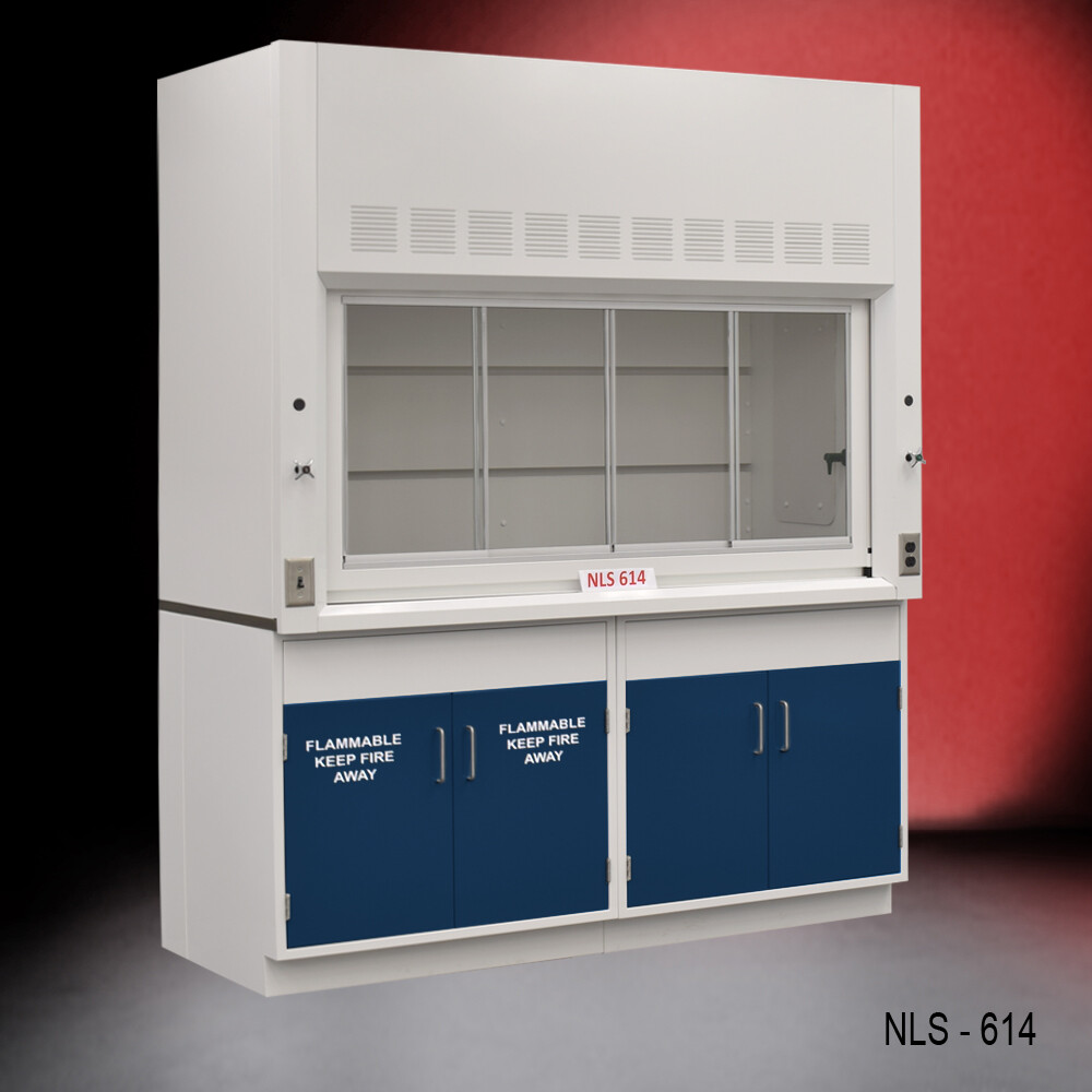 6' Chemical Bench Fume Hood  Exhaust w/ Flammable & General Storage / E1-226