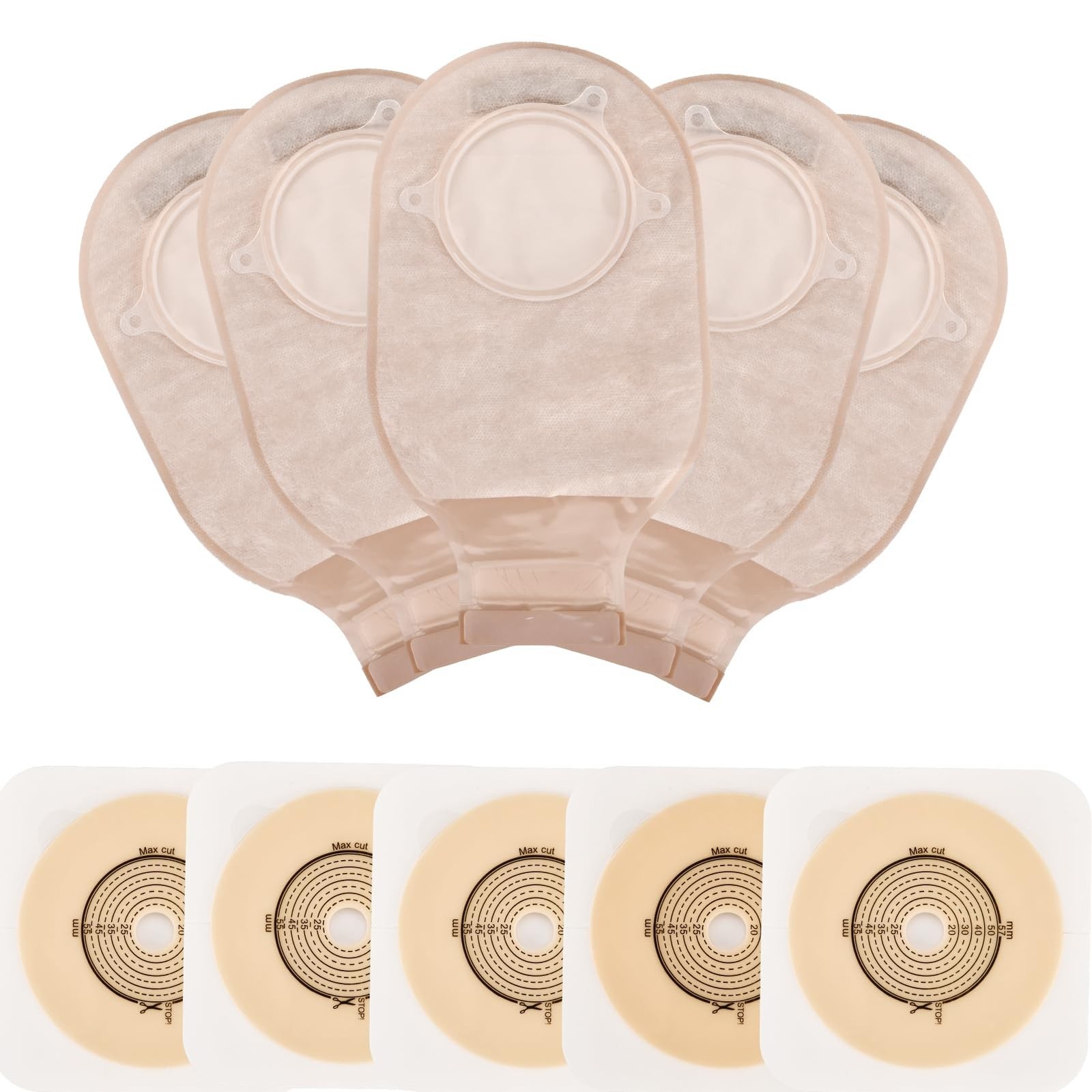 21 PCS Colostomy Bags,Ostomy Supplies, Two Piece Drainable Ostomy Pouch with ...