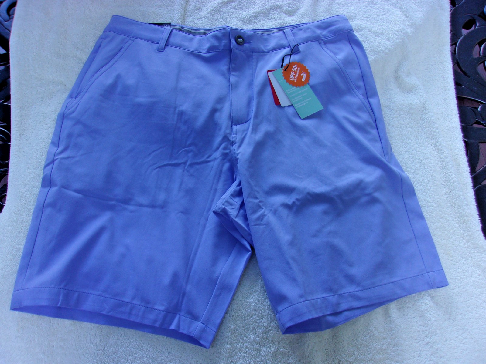 NWT Puma 101 shorts, polyester, men's 34, 40, 9 in. ins., light purple