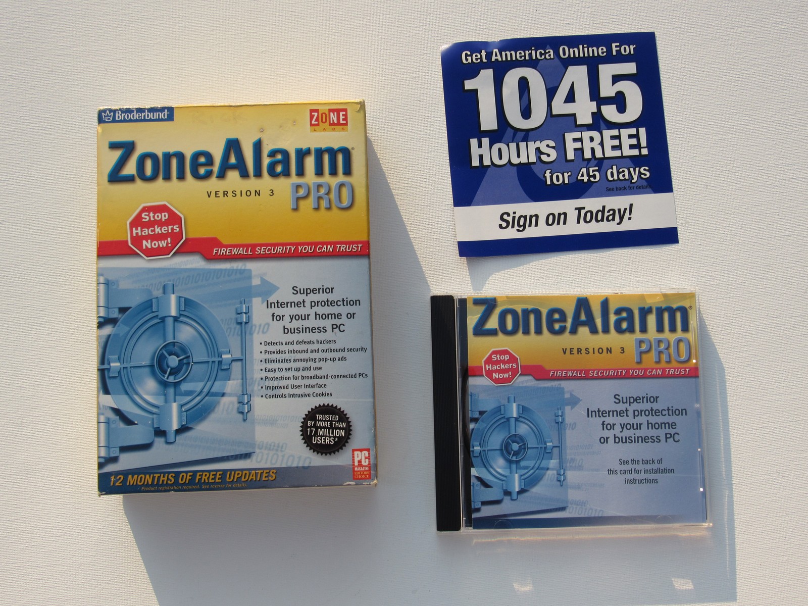ZoneAlarm Pro Version 3 Firewall Security Software PC CD-ROM Broderbund