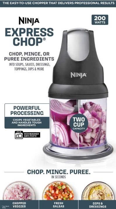 Ninja Food Chopper 2-Cup, One-Touch Pulse, Splash Guard & Storage Lid, Compact