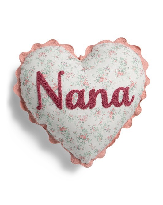 NANA pillow shabby heart ruffle valentines Rachel Ashwell Mesa Rose 17x16 knit N