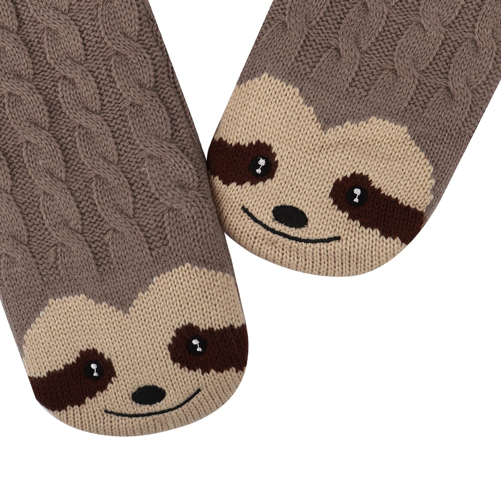 Jeasona Sloth Gifts for Women Fuzzy Slipper Socks With 5-8, Brown