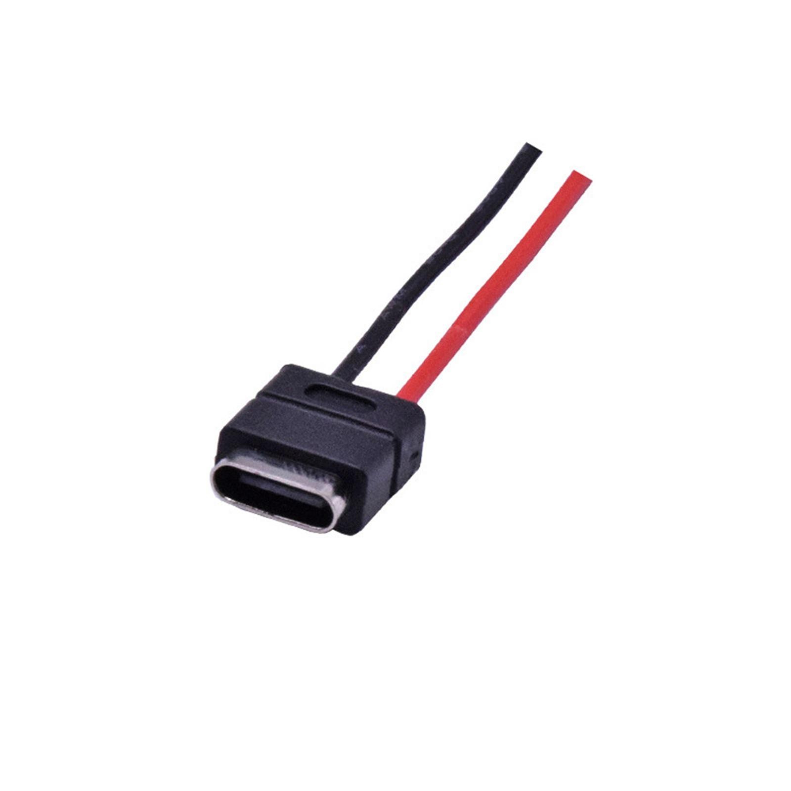 2 Pin USB 2.0 Type-C Connector Welding Wire Waterproof Female Socket Charging d