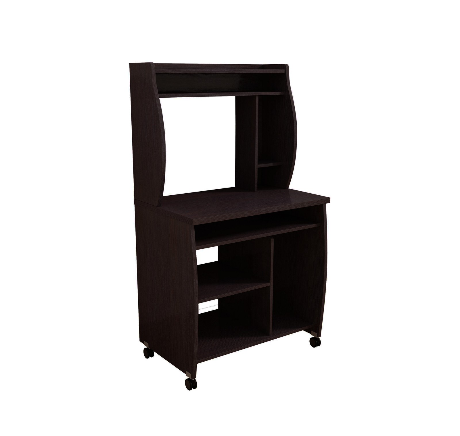Microwave cart computer cart utility cart with hutch shelves spice rack mobile