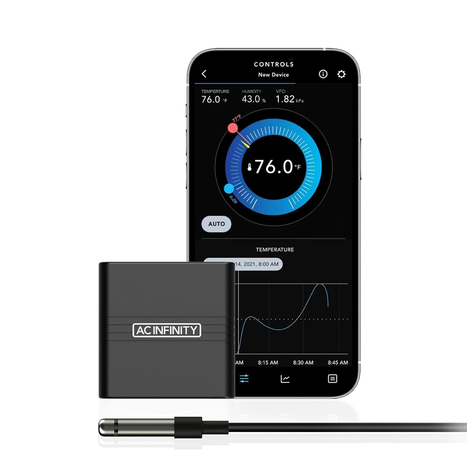AC Infinity CLOUDCOM A2, Mini Temperature Humidity Smart Hygrometer Black