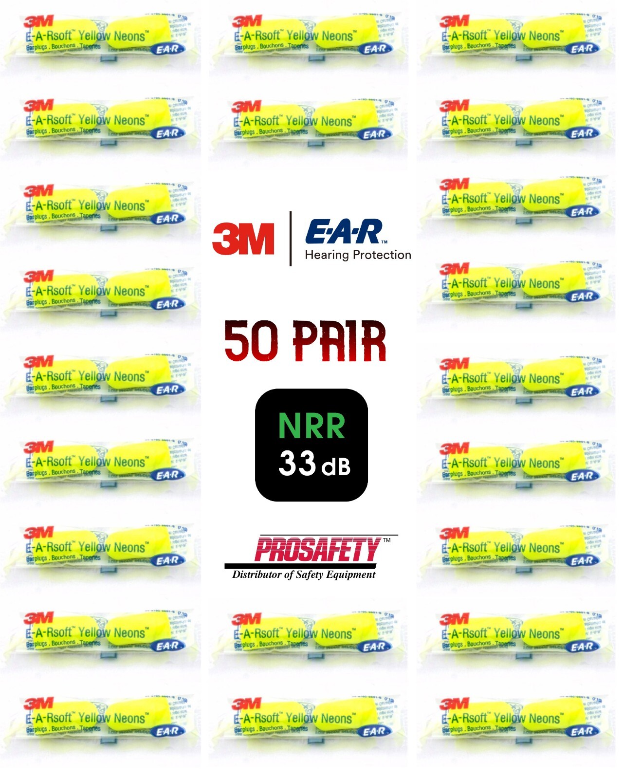 50 3M EAR Soft Noise Reduction 33db Foam Disposable Shooting Sleep Aid Ear Plugs