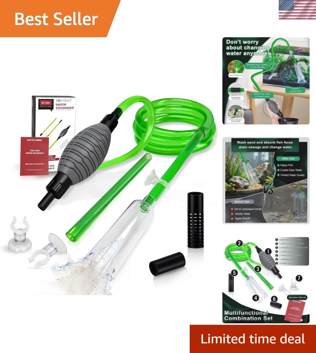 Innovative Aquarium Vacuum Cleaner with Anti-Backflow Design for Smooth Drainage