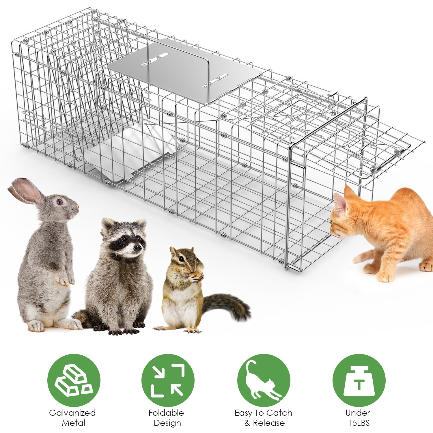 31"x12"x11" Humane Live Animal Trap Cage Heavy Duty for Squirrel Raccoons Skunks