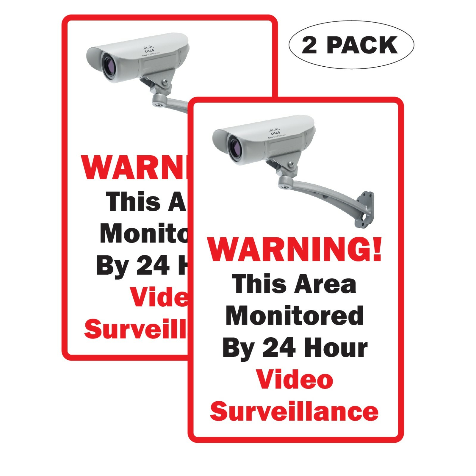 2 Security Video Surveillance 6 mil Vinyl Decals - Indoor Outdoor Design 002