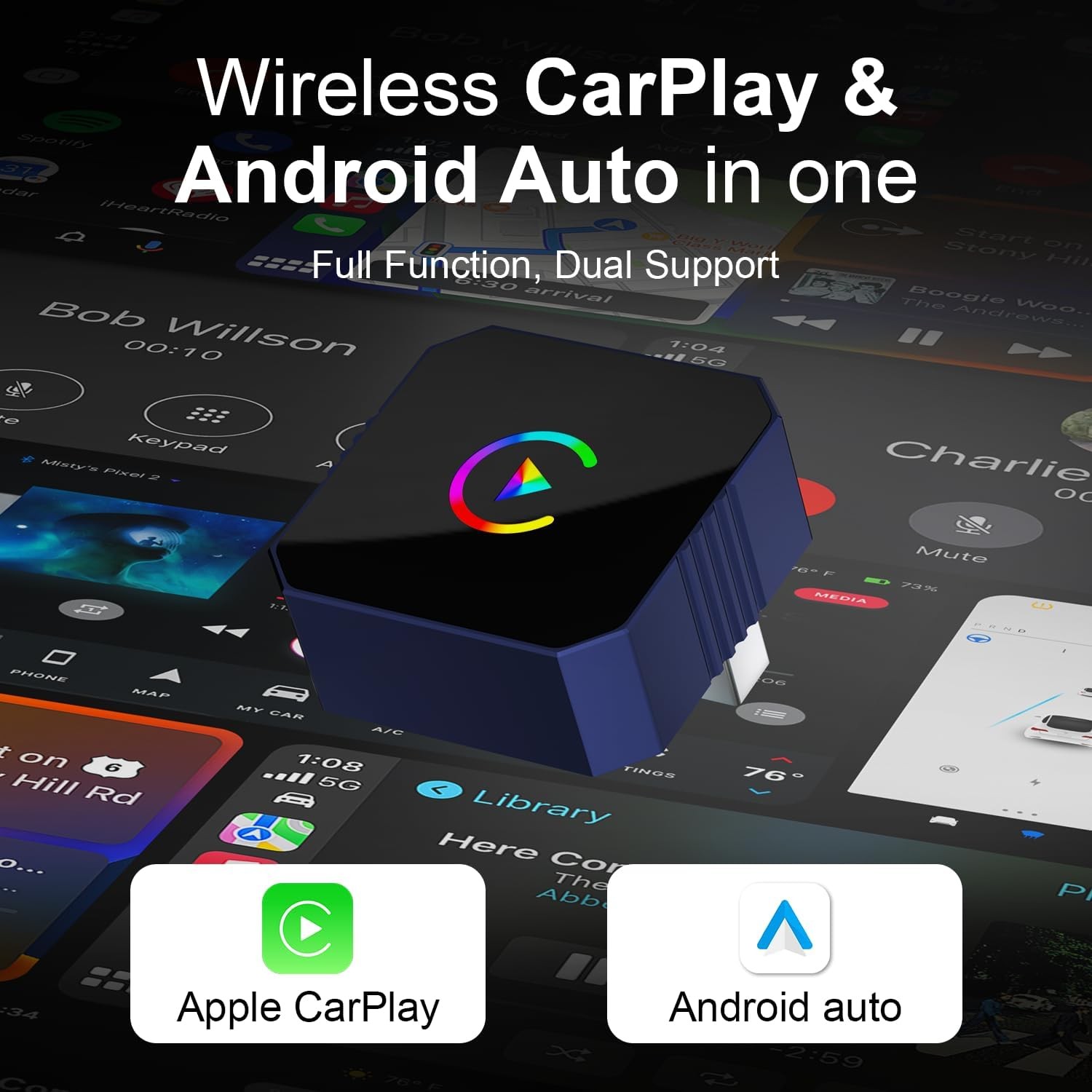 Wireless CarPlay Adapter for Apple iPhone ＆ Android Auto with After 2016 Cars
