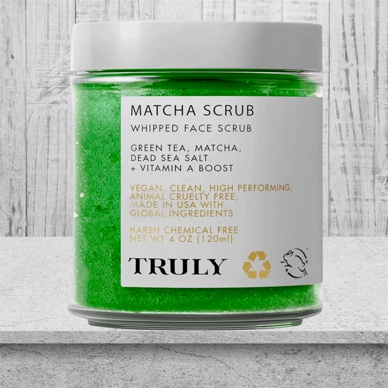 Truly Matcha Whipped Face Scrub 4 Oz - Green Tea & Vitamin A Exfoliator