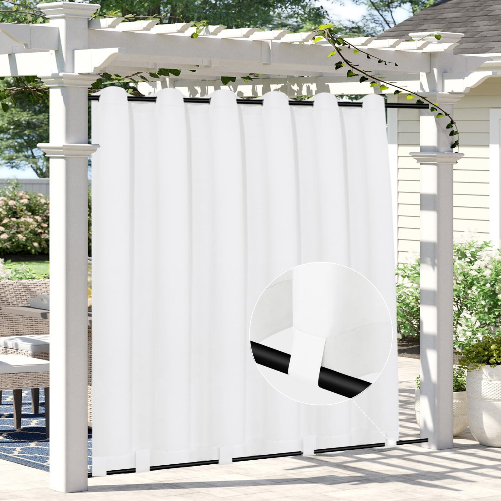 Easy-Going Linen Look Outdoor Curtains Waterproof Windproof Porch Curtains, Soft