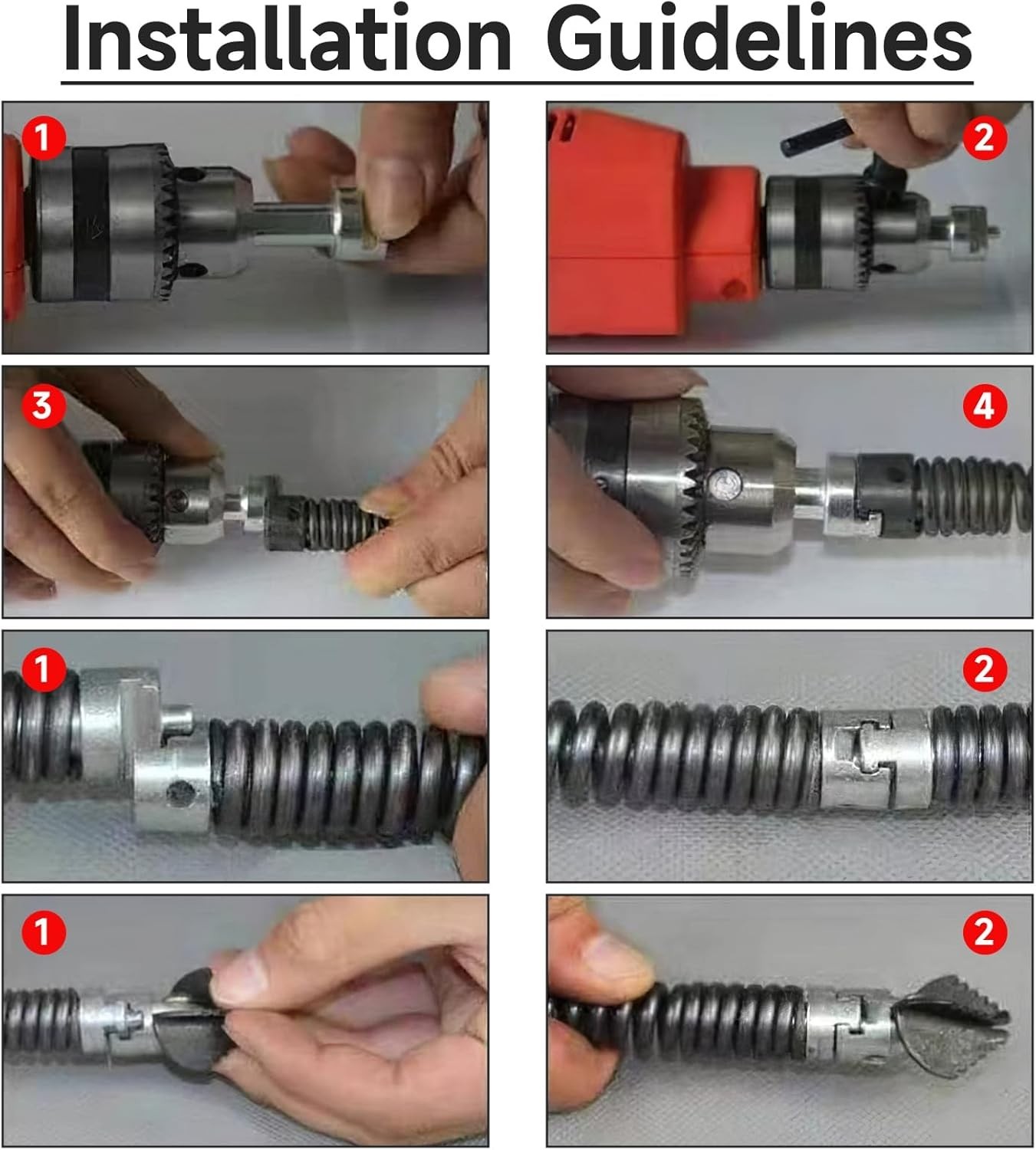 7Pcs Drain Cleaner Combination Cutter Head Set, 16mm Drain Dredging Combinati...