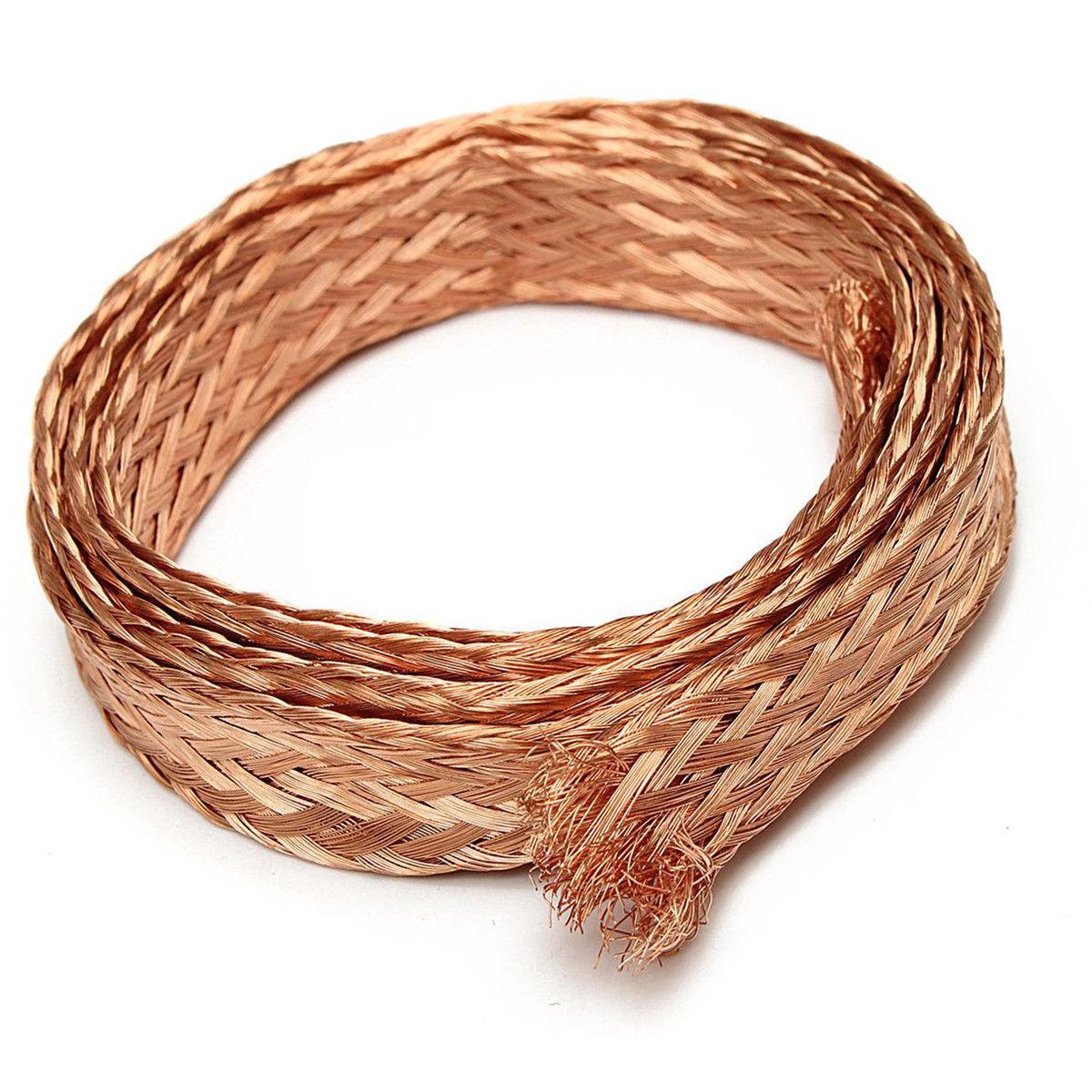 US Stock 3.3ft 30mm Flat Copper Braid Cable Bare Copper Braid Wire Ground Lead