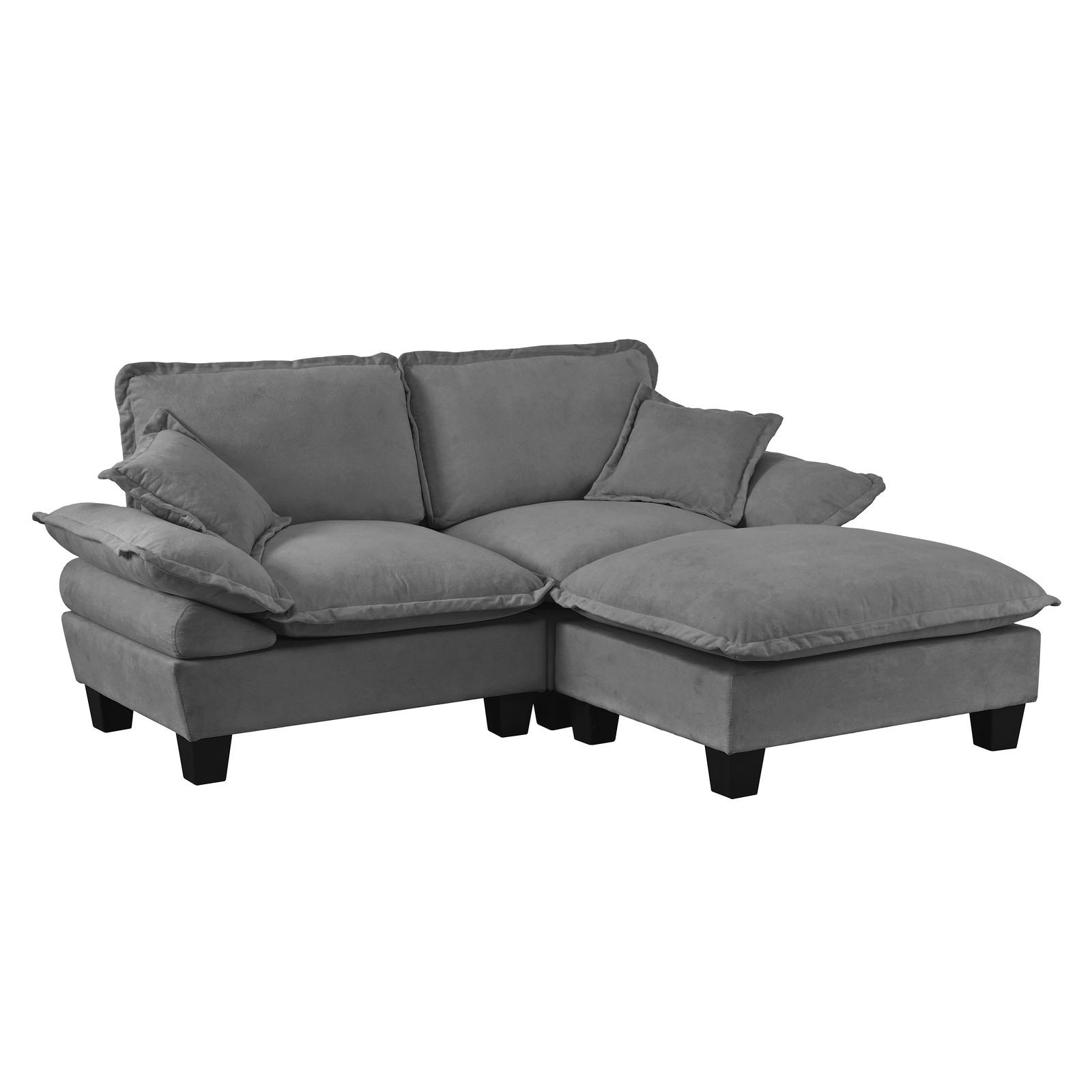 Modular Sectional Sofa, Cloud Couch with Sailboat Design, 1 Movable Ottomans & 2