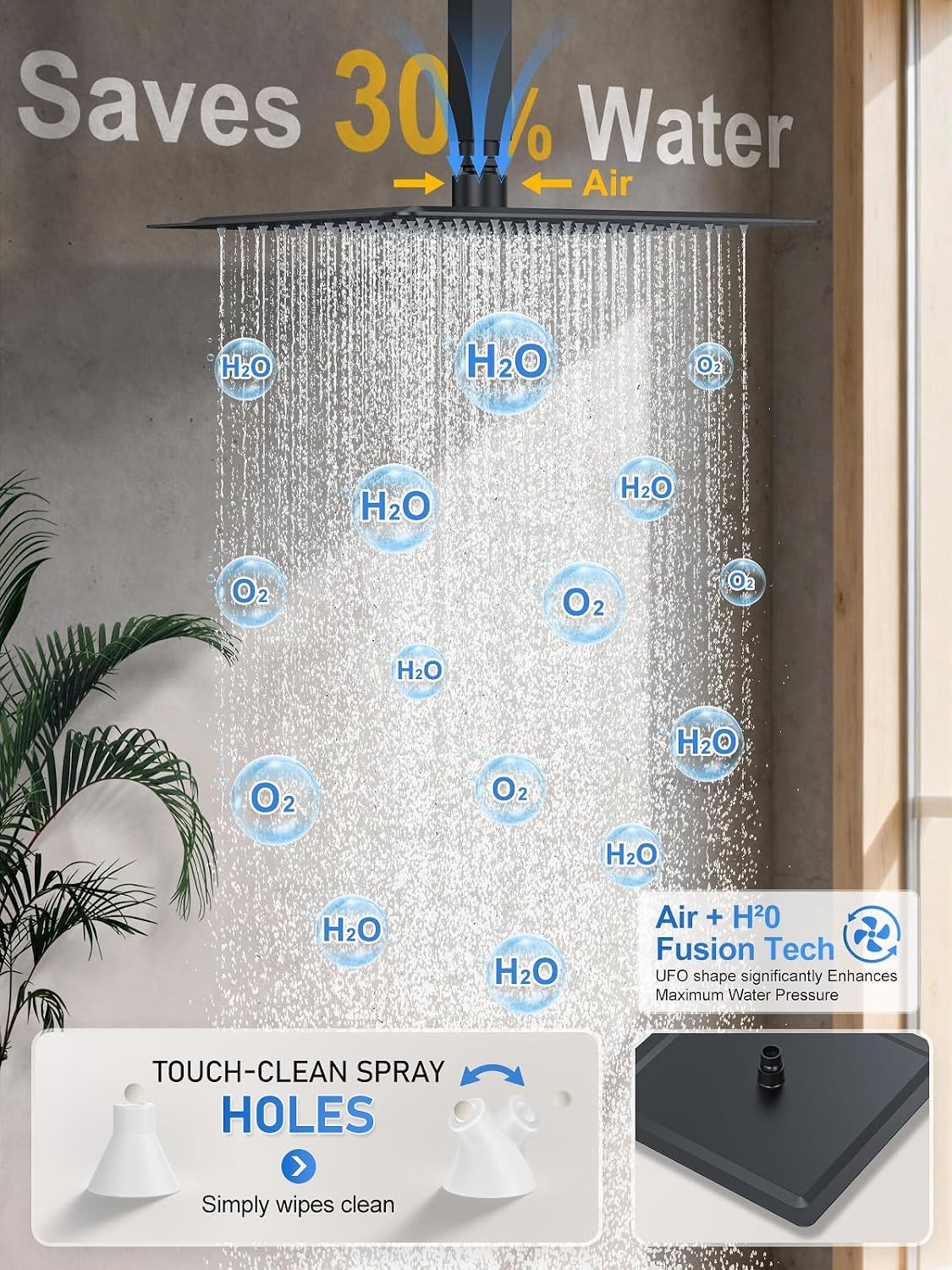 Shower Faucet Set, 10" Ceiling Mount Rainfall Shower System with 2 Rain Shower