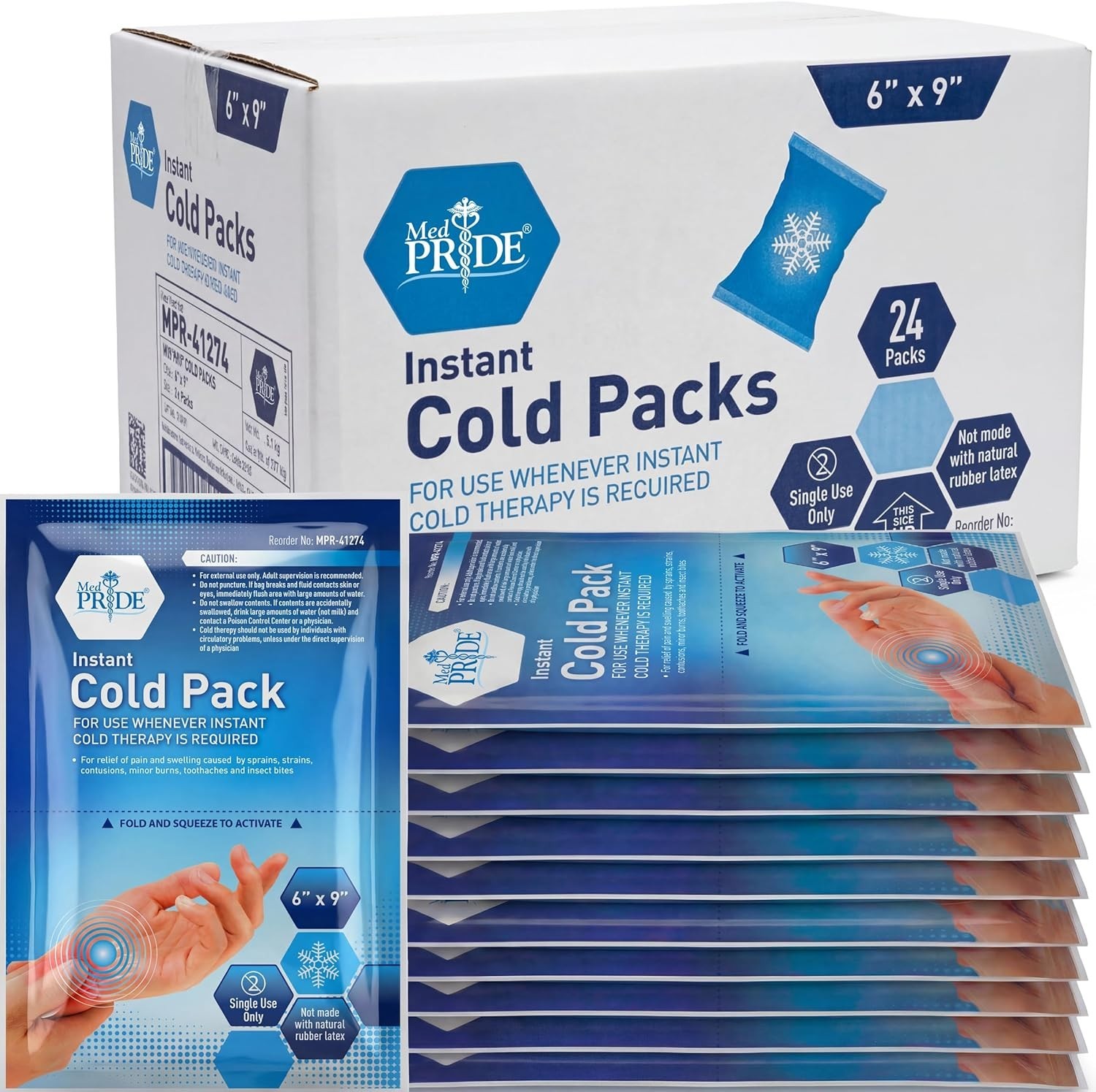MED PRIDE Instant Cold Packs Disposable First Aid Pain Relief Ice Packs 12-24ct