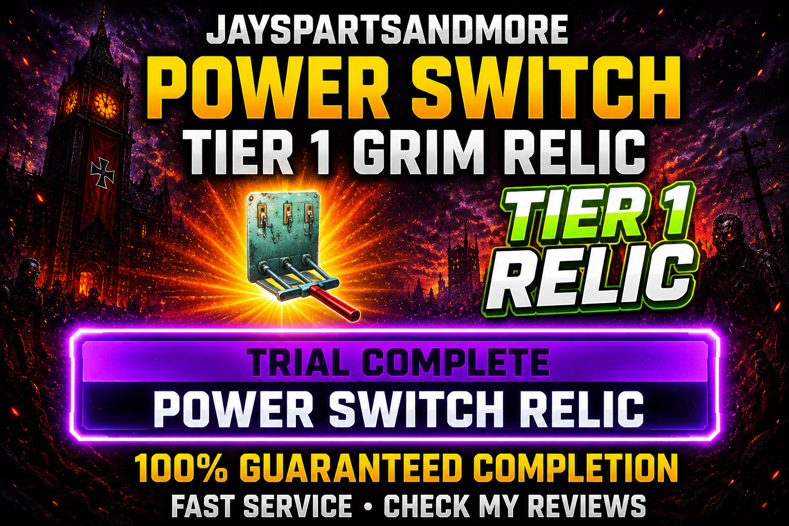 Power Switch Tier 1 Grim Relic Toten Reich Cursed Mode Carry FAST BO7 Zombies
