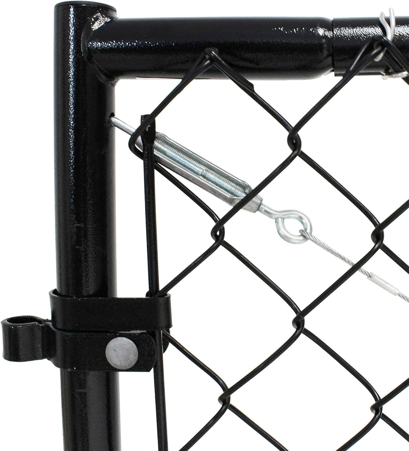 Adjust-A-Gate Adjustable Chain Link Square Corner Complete Gate Kit, , Black, 6'