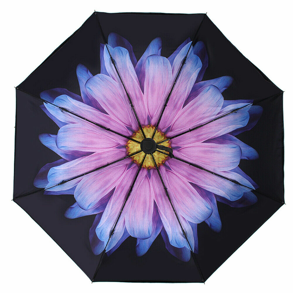 C-Handle Inverted Reverse Umbrella, Flower print (Inside-out, Upside-down)