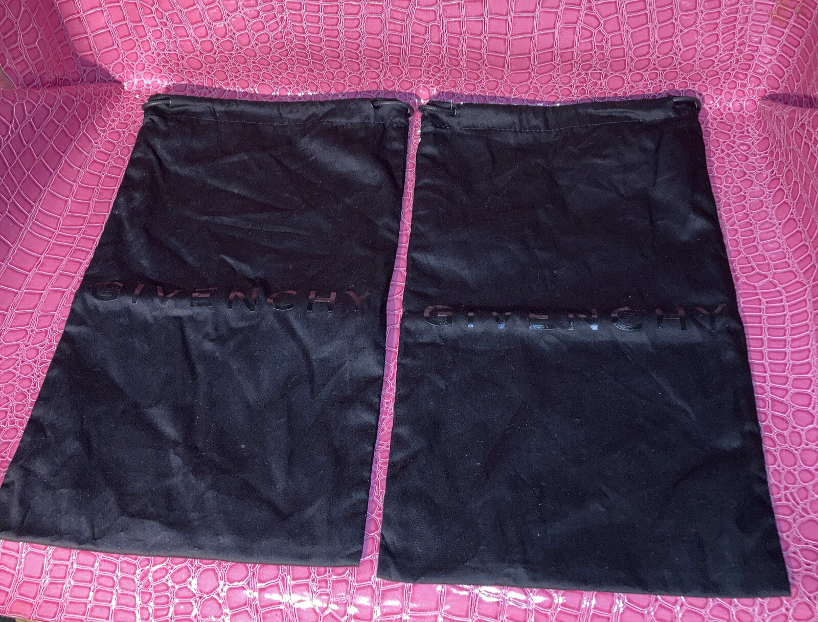 Pair of Two Givenchy Dust Bag Shoe Bag - Black - 14.75” x 8.5”
