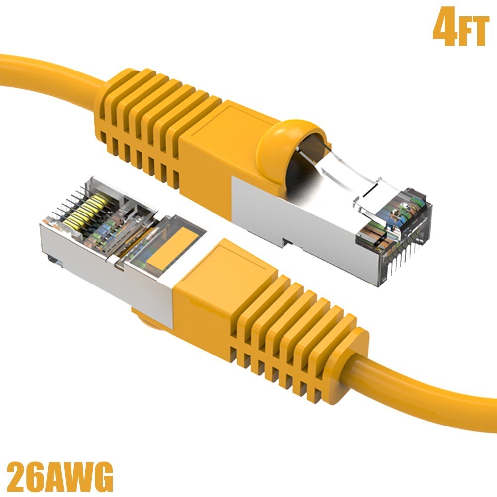 4FT Cat5E RJ45 Ethernet LAN Network FTP Shielded Patch Cable Pure Copper Yellow